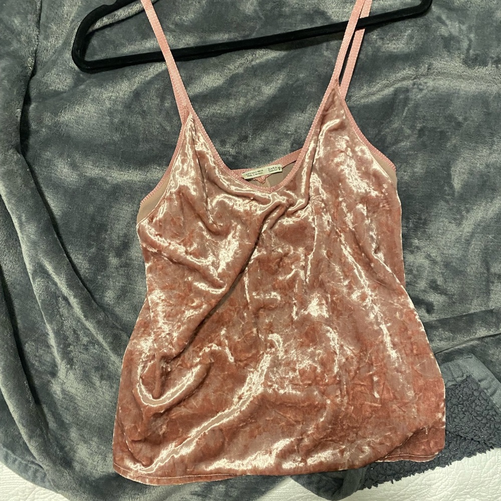 Zara Velvet Top size Small dusty pink